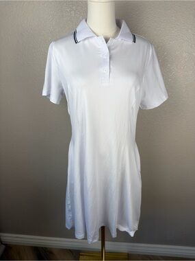 NWT Womens Tennis Golf Dress Short Sleeve w Shorts Workout Athletic White, Large